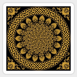 Gold and Black circular Greek ornament Sticker